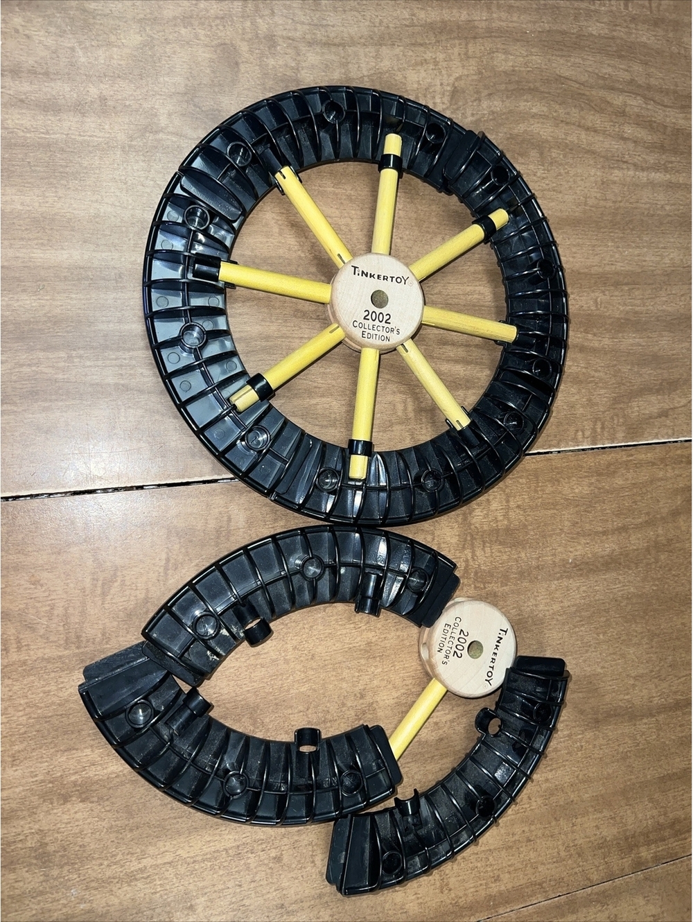 Tinkertoy Wheels Black 7 Segments Replacement Parts Plastic Tinker Toy Pieces